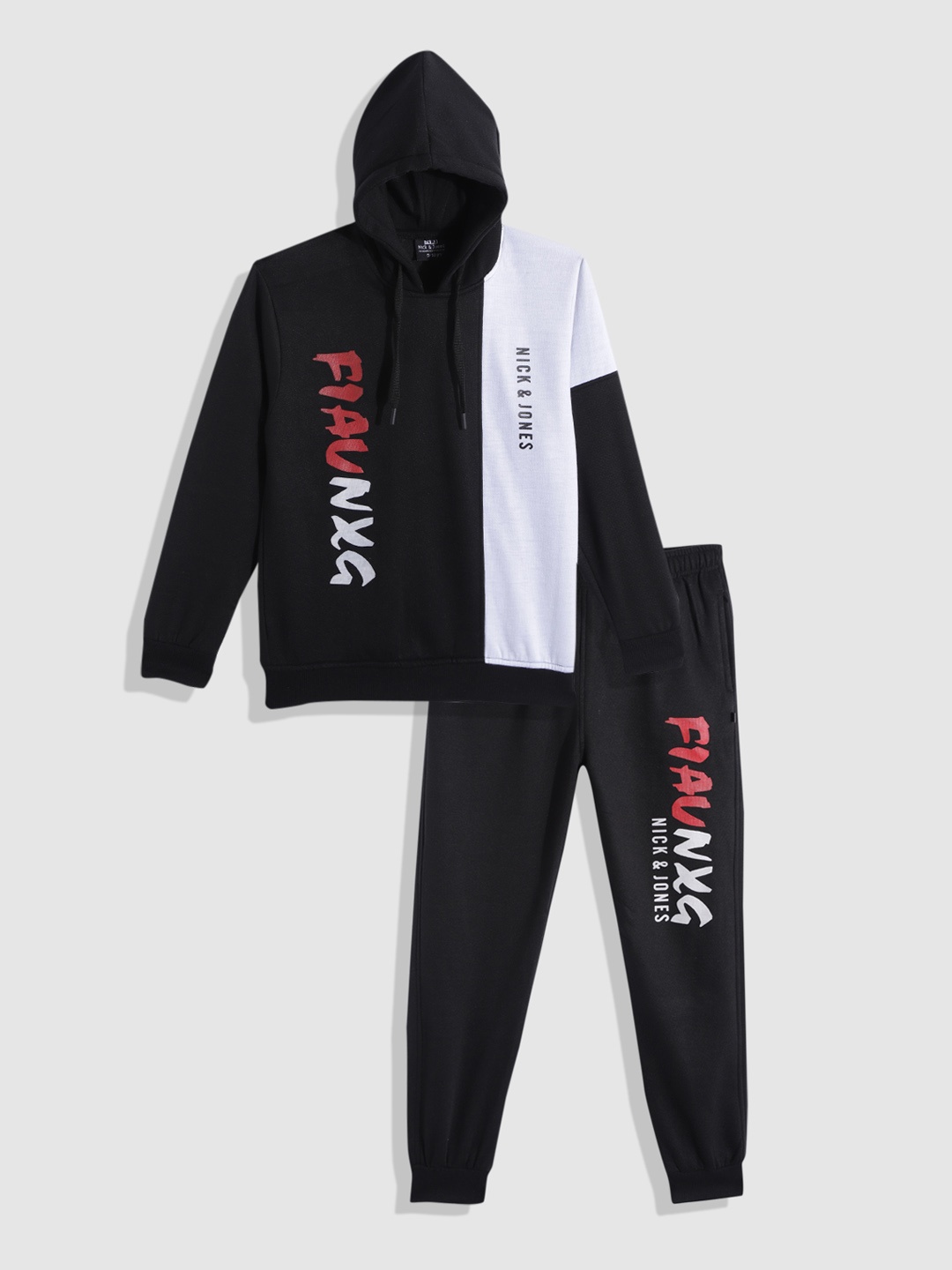 

Nick and Jones Boys Colourblocked Hooded Tracksuit, Black