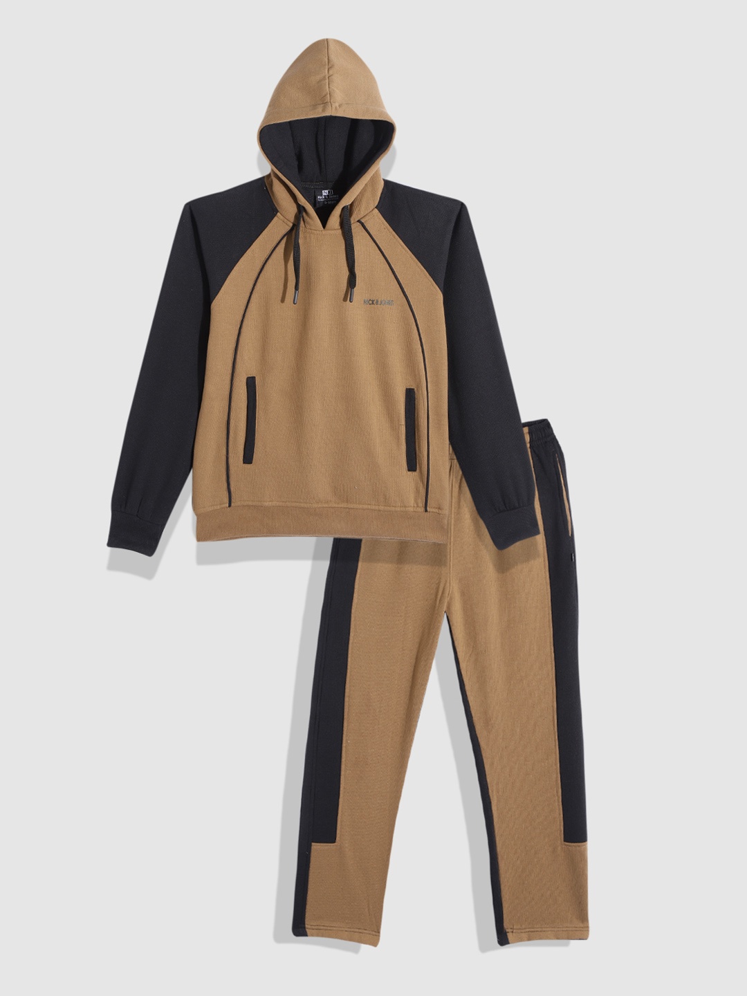

Nick and Jones Boys Solid Hooded Tracksuit, Camel brown