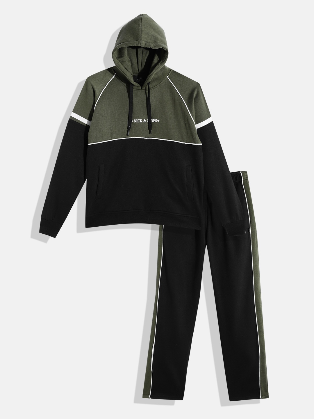 

Nick and Jones Boys Colourblocked Brand Logo Print Hooded Tracksuit, Black