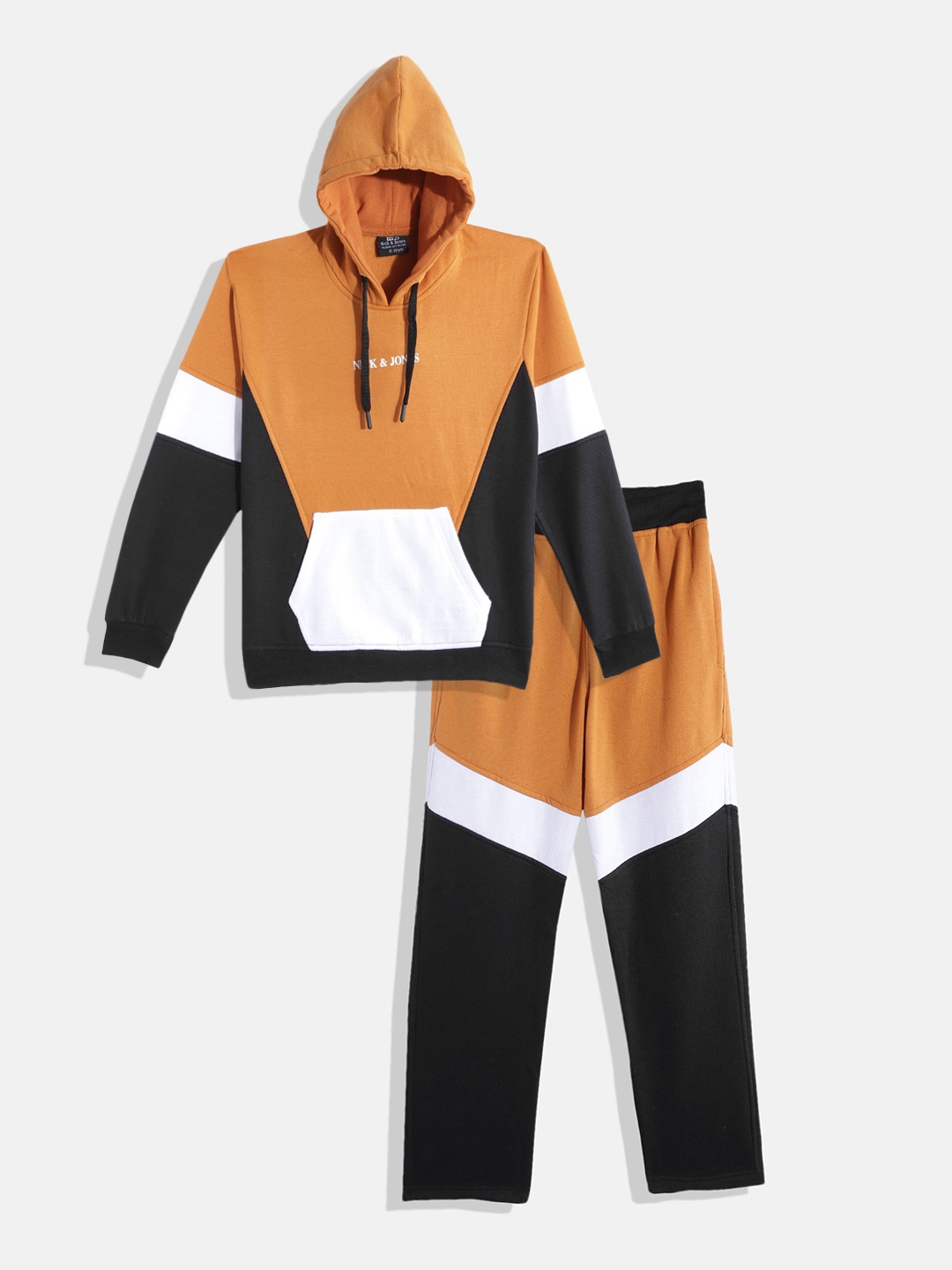 

Nick and Jones Boys Colourblocked Hooded Tracksuit, Rust