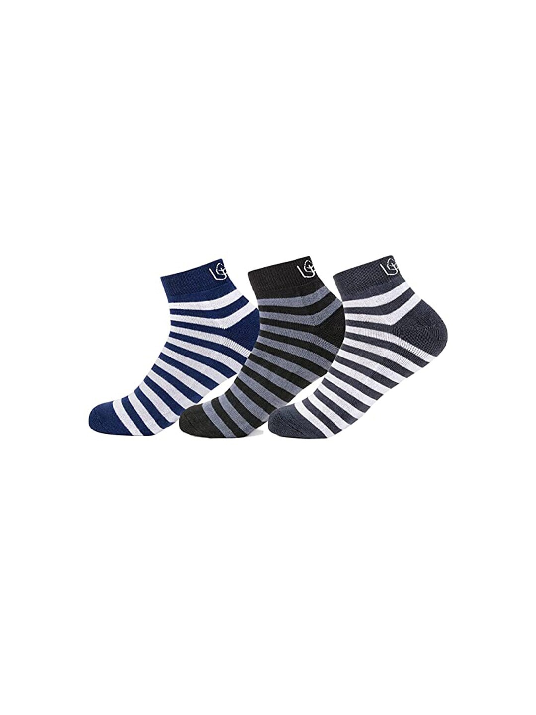 

MUSH Bamboo Unisex Striped Pack of 3 Striped Socks, Blue