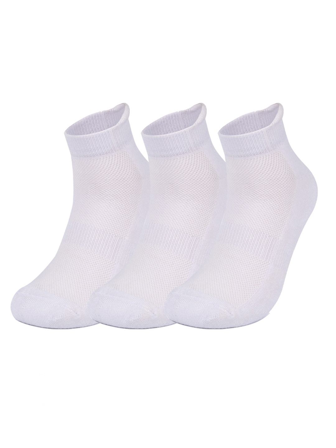 

MUSH Bamboo Unisex White Set Of 3 Solid Ankle-Length Socks