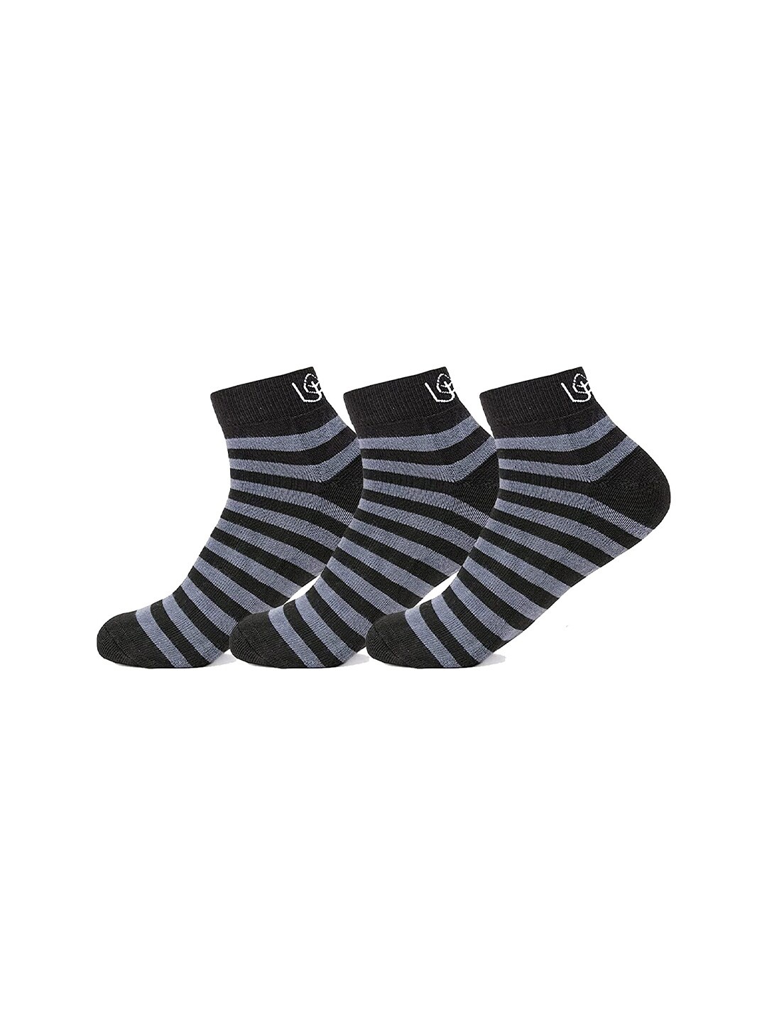 

MUSH Unisex Pack of 3 Striped Ankle-Length Socks, Multi