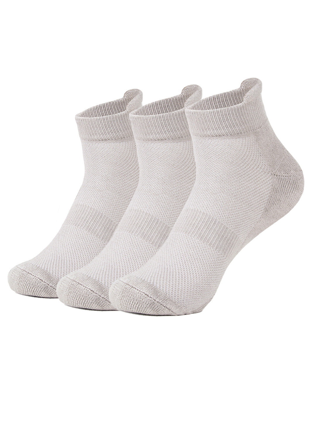 

MUSH Bamboo Unisex Pack Of 3 Solid Ankle Length Socks, Grey melange