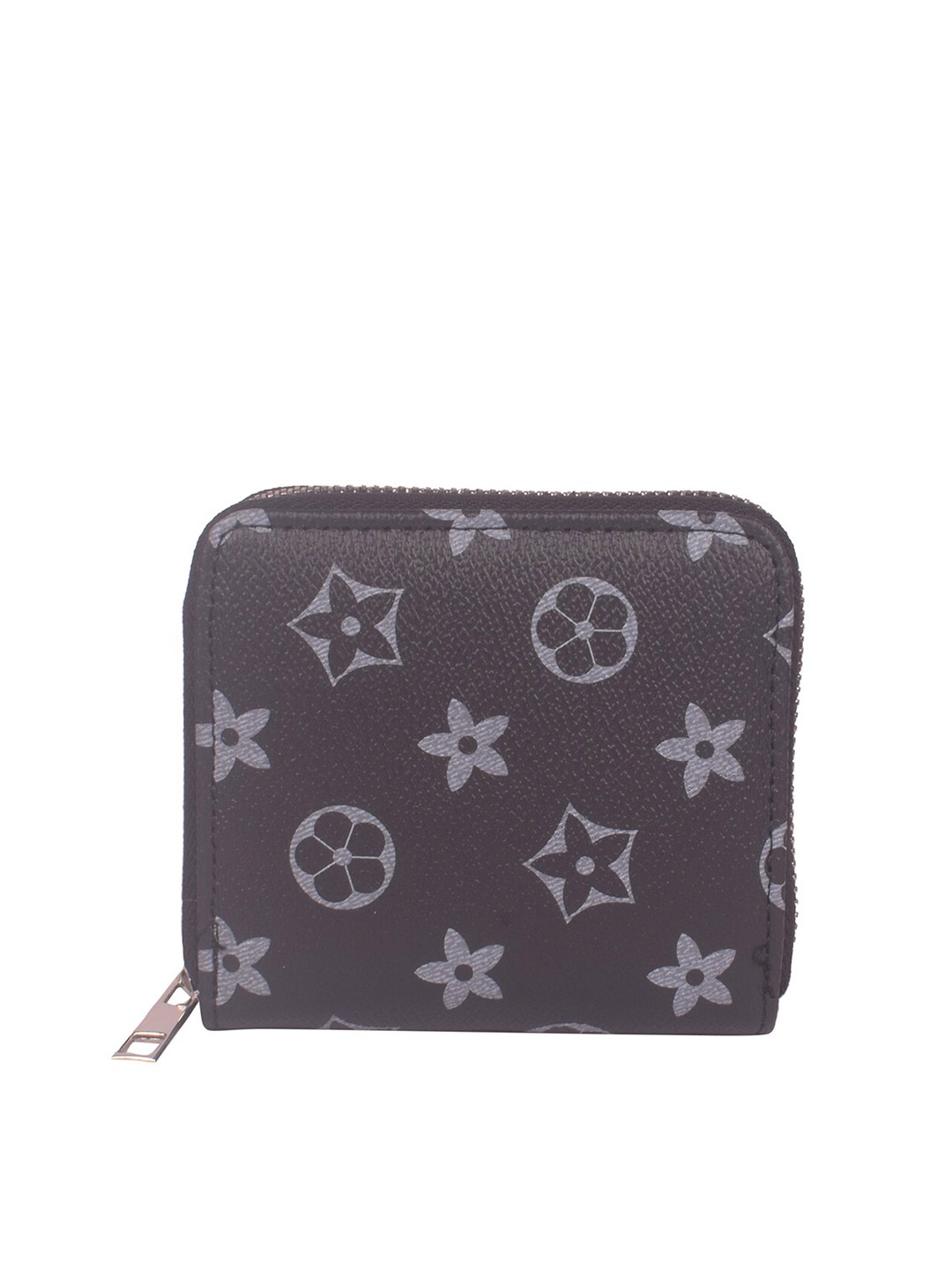 

Bagkok Women Black & Grey PU Zip Around Wallet