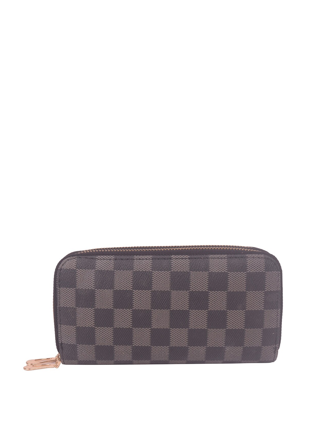 

Bagkok Women Grey & Brown Printed PU Zip Around Wallet