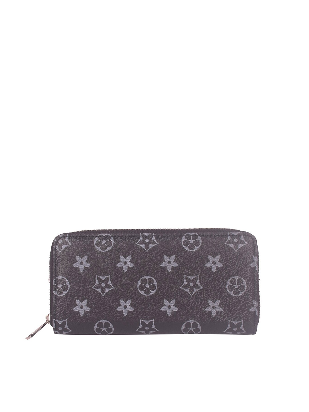 

Bagkok Women Black & Grey Printed PU Zip Around Wallet