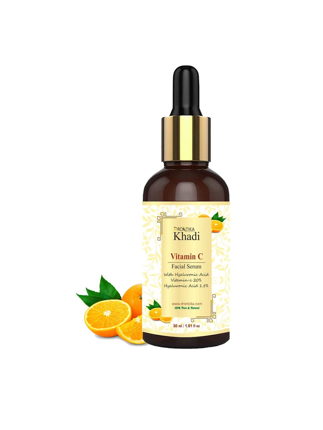

DRONTIKA 100% Pure & Natural Khadi Vitamin C Facial Serum with Hyaluronic Acid - 30 ml, Beige