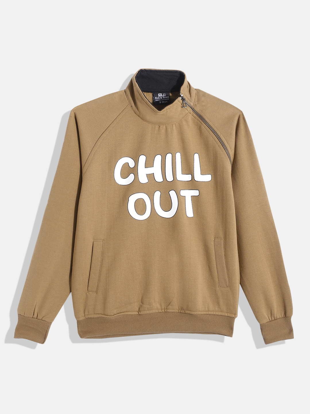 

Nick and Jones Boys Typography Printed High Neck Sweatshirt, Brown
