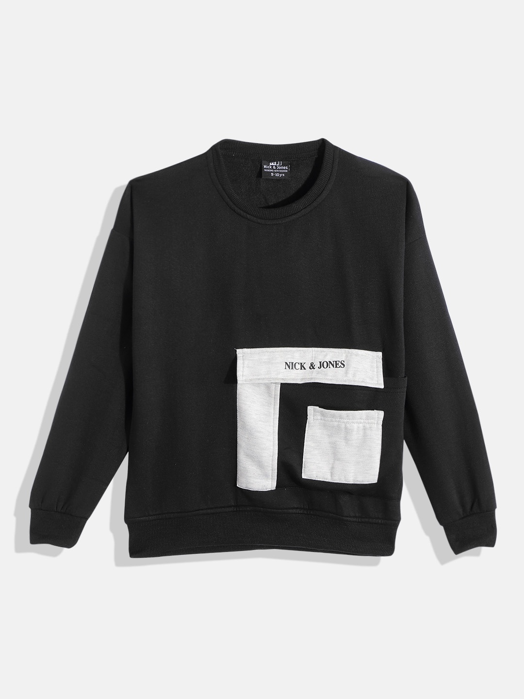 

Nick and Jones Boys Colourblocked Round Ribbed Neck Sweatshirt, Black