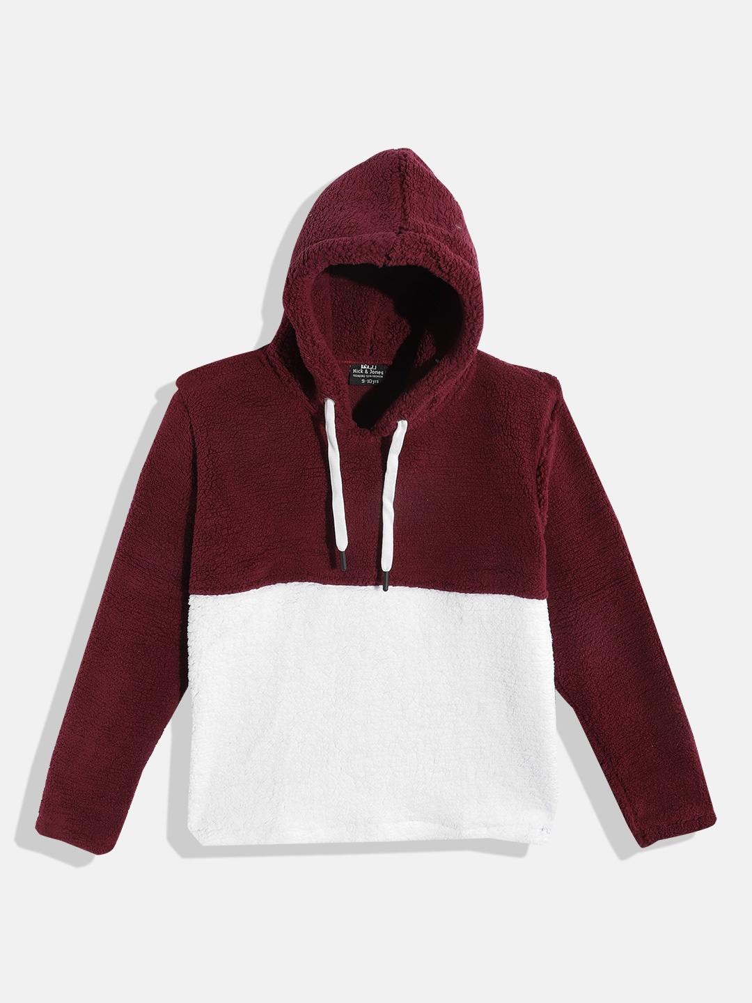 

Nick and Jones Girls Colourblocked Hooded Sherpa Sweatshirt, Maroon