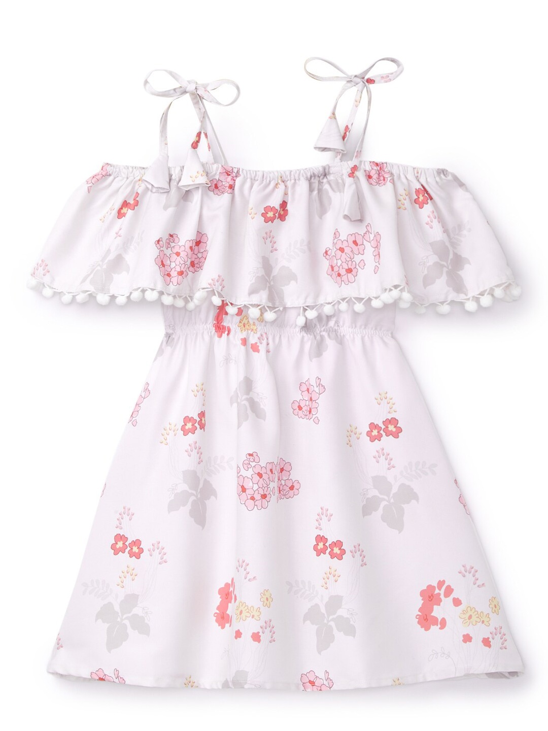 

YK Girls White & Pink Floral Fit & Flare Dress