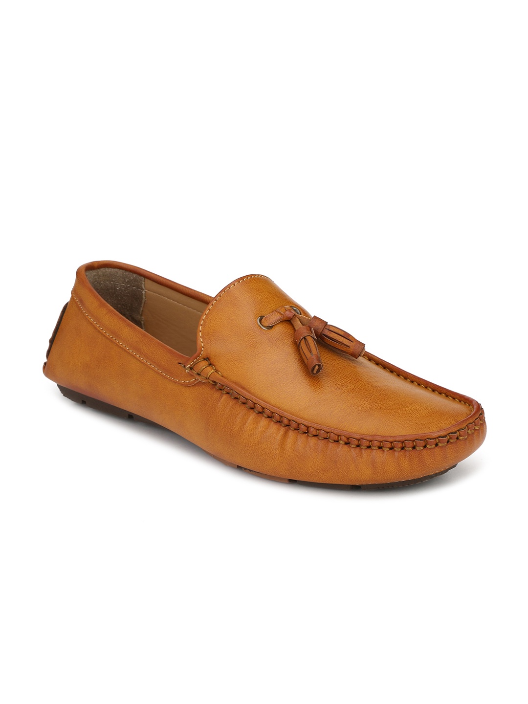 

birgos Men Tan Suede Driving Shoes