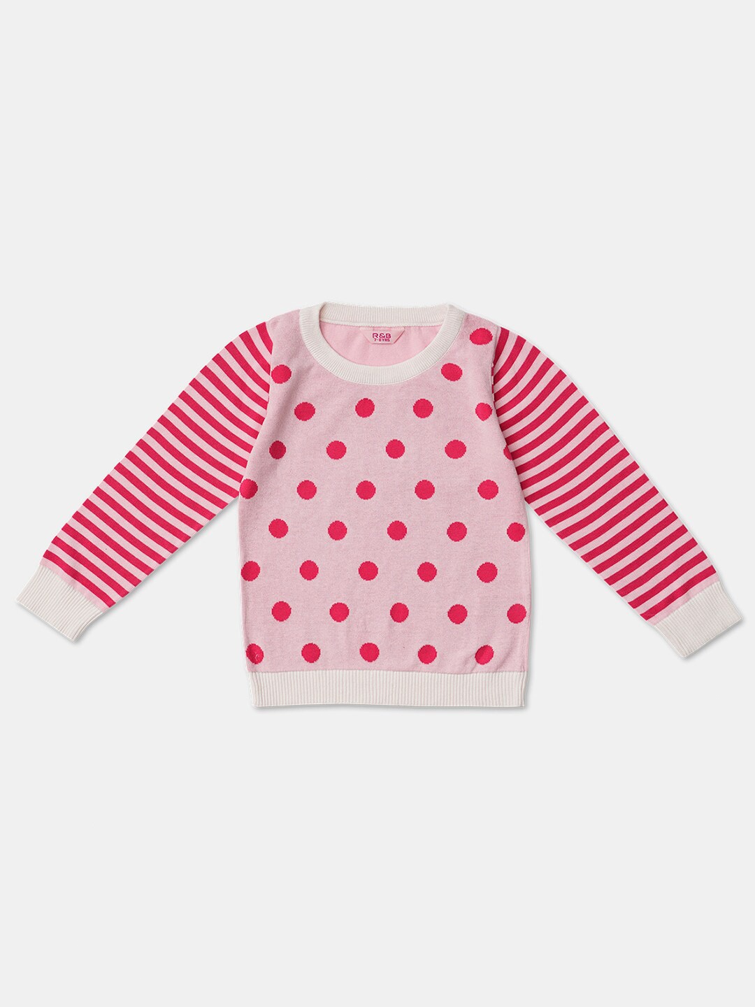 

R&B Girls Pink & Red Polka Dots Printed Cotton Sweatshirt