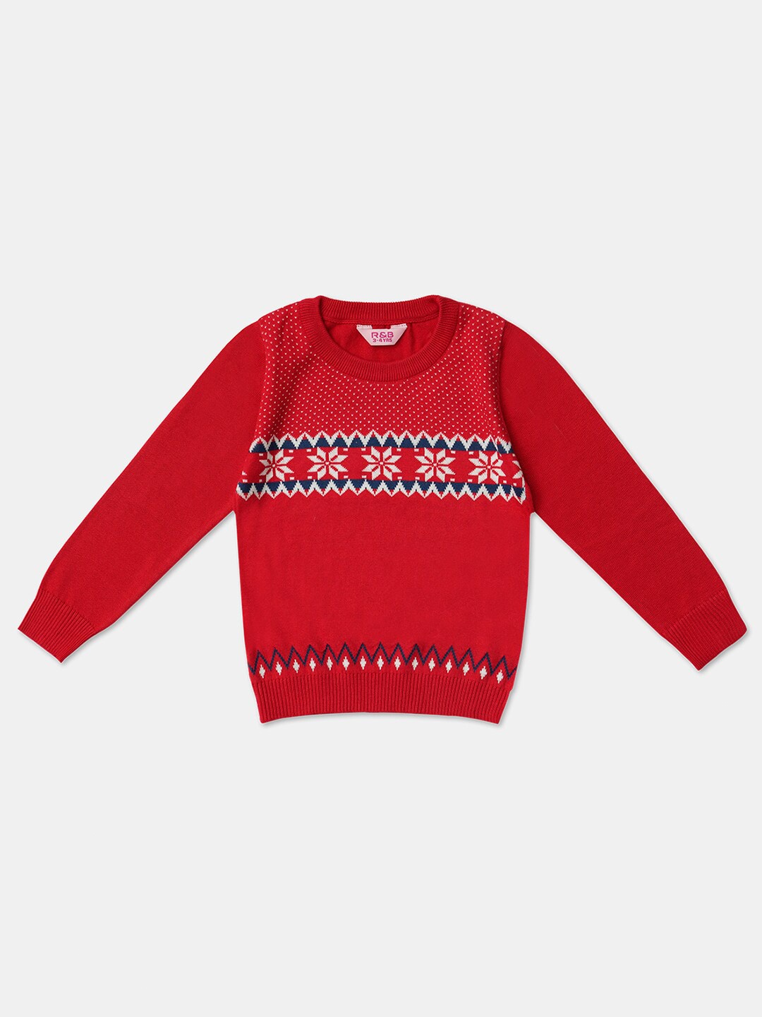 

R&B Girls Red Printed Cotton Pullover