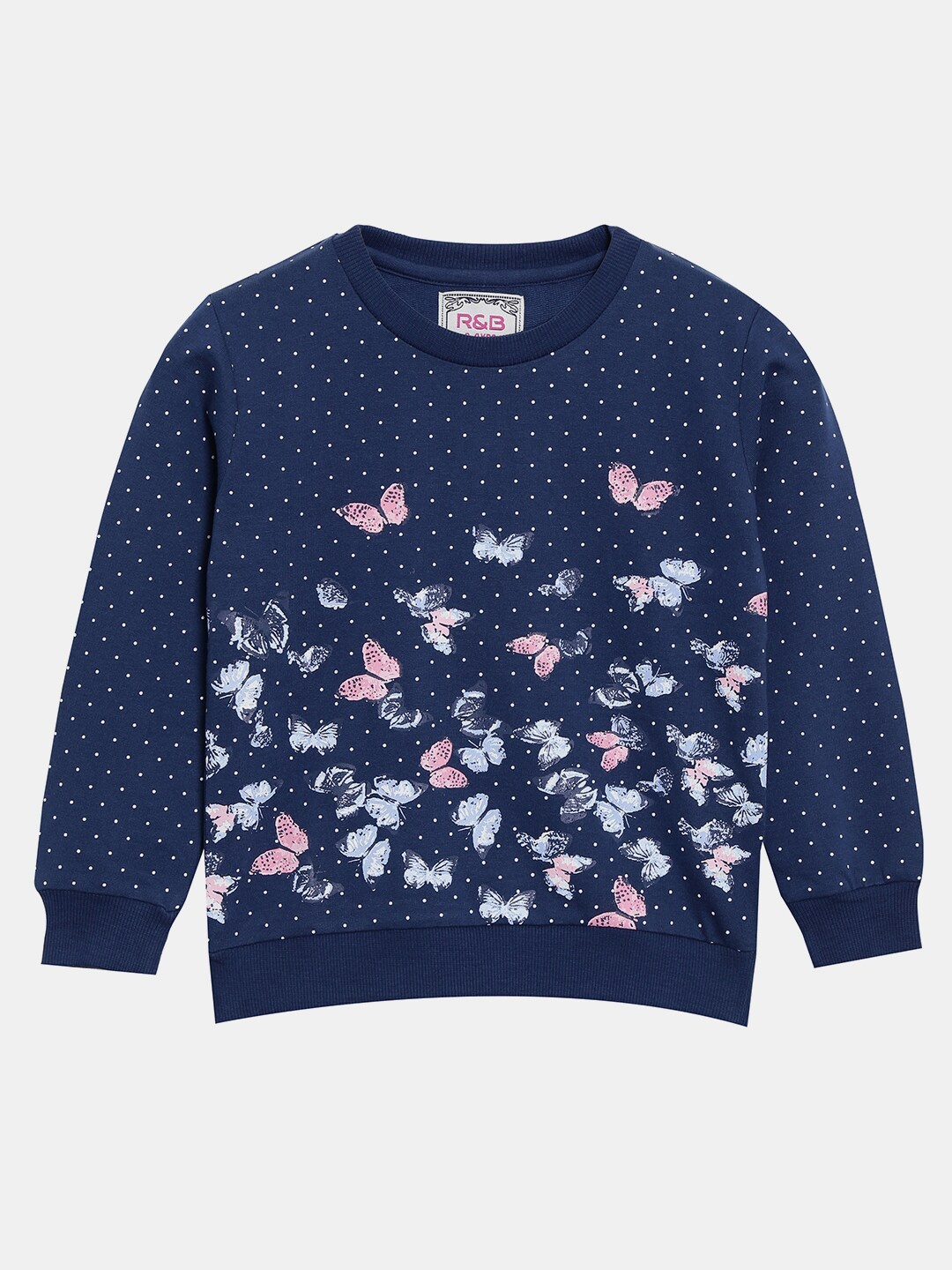 

R&B Girls Blue Printed Sweatshirt
