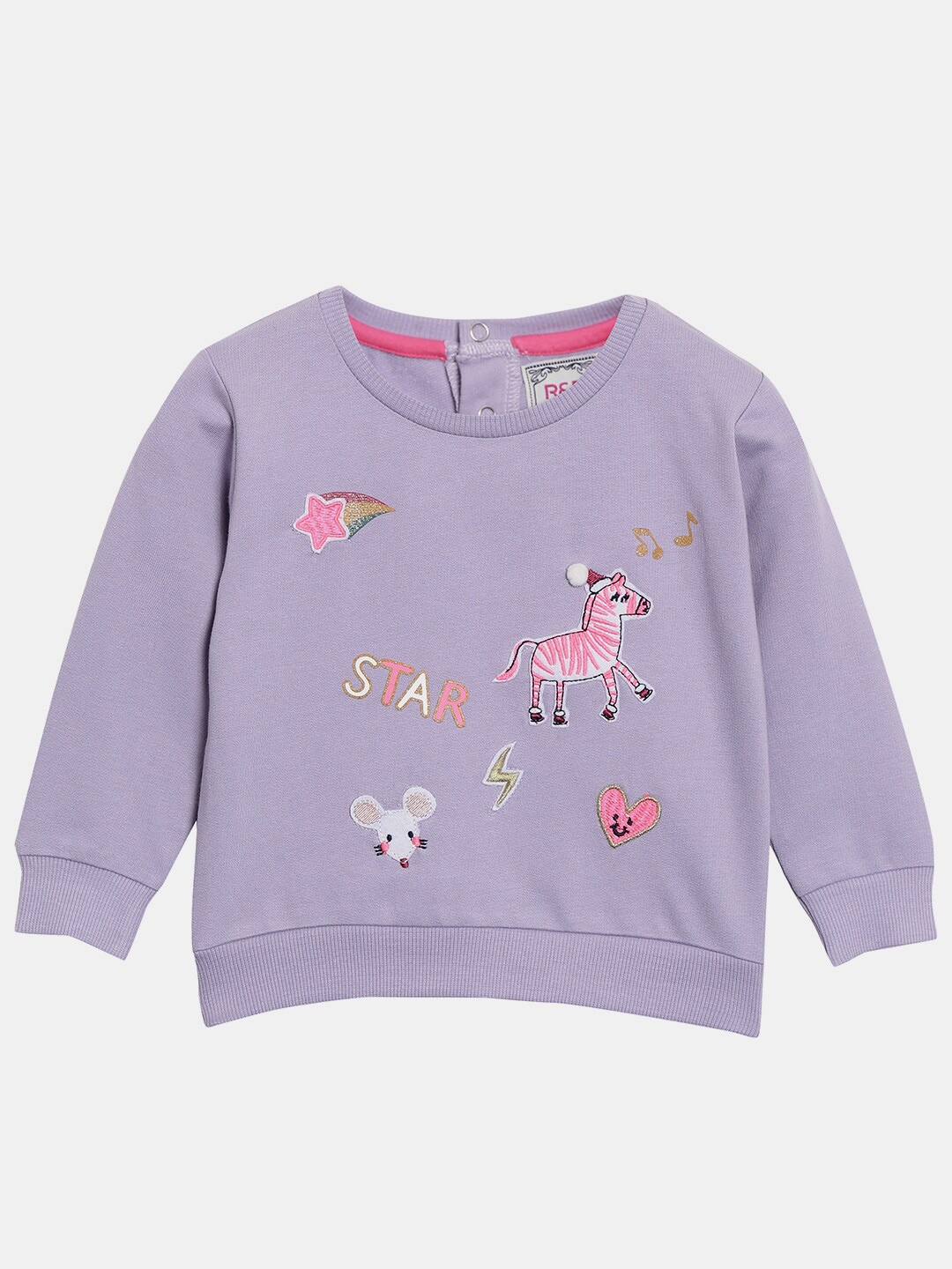 

R&B Girls Purple Printed Sweatshirt