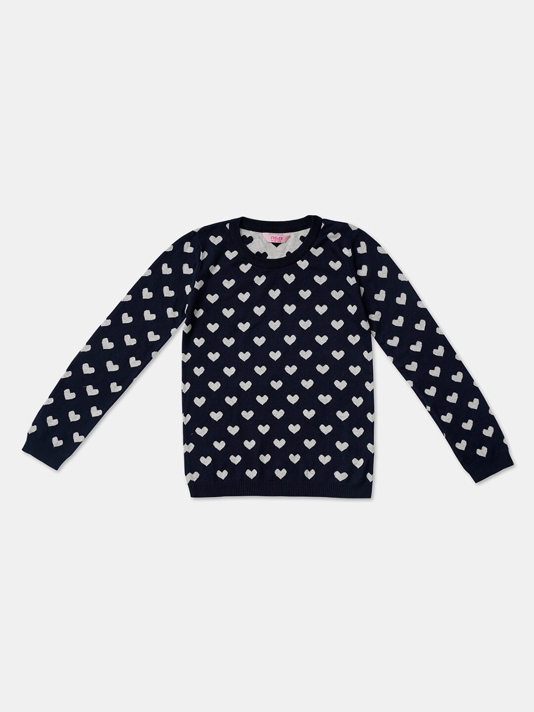 

R&B Girls Blue Printed Cotton Sweatshirt