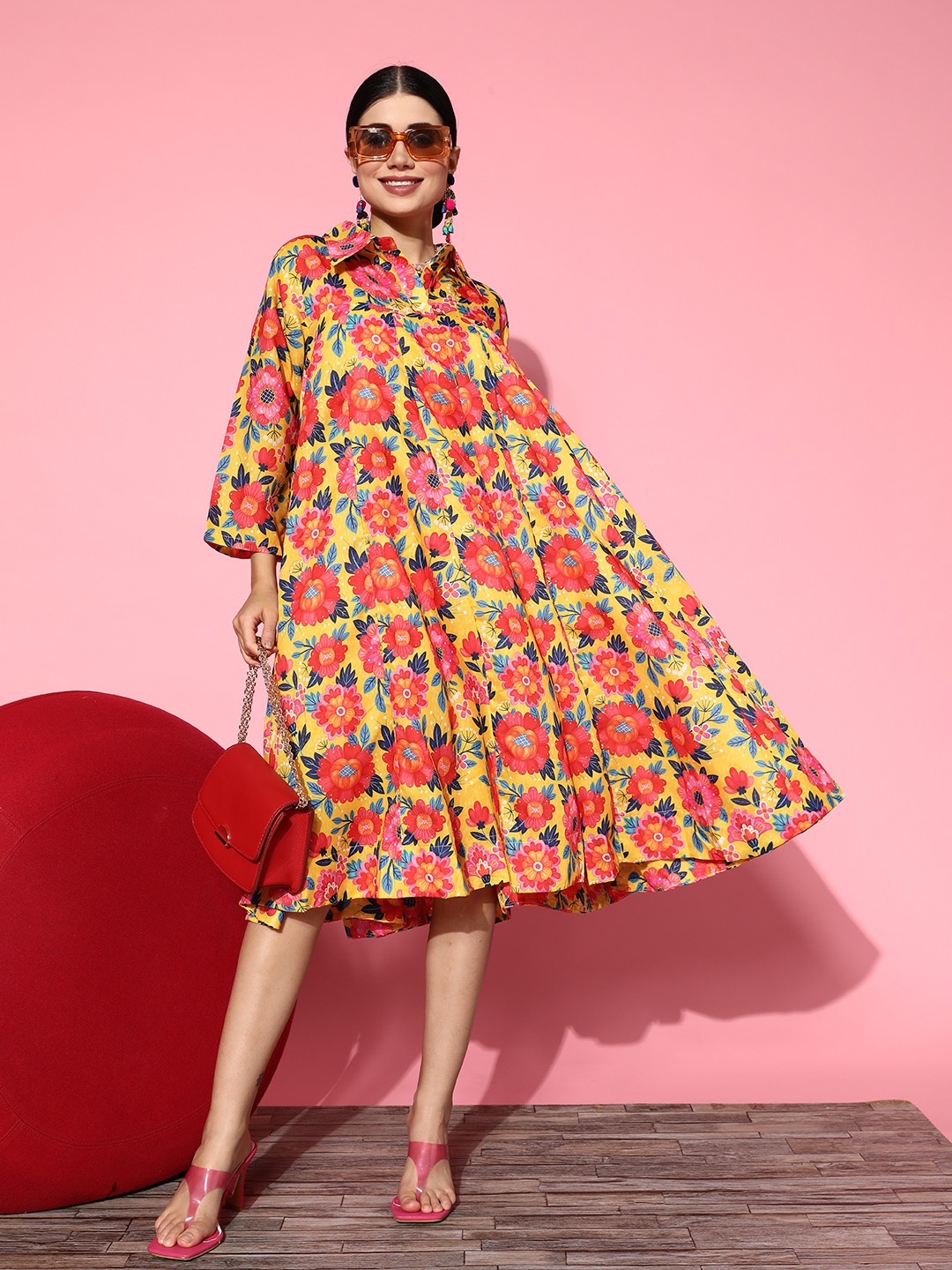 

InWeave Women Yellow Floral Indie Gal Dress