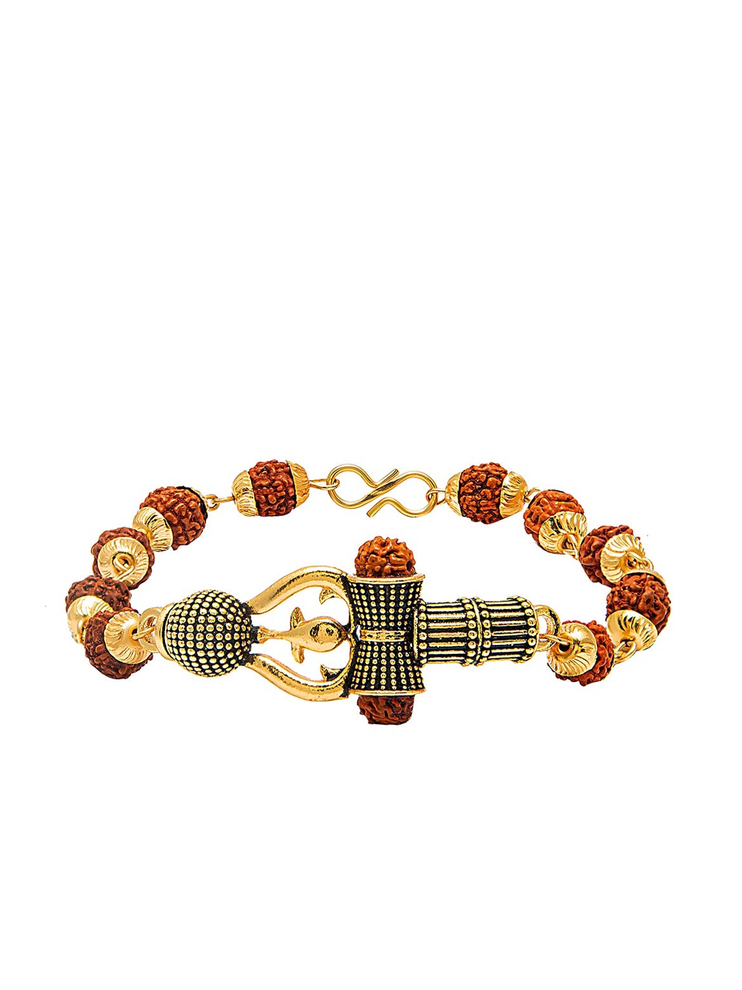 

bodha Men Gold-Toned & Brown Brass Handcrafted Gold-Plated Link Bracelet