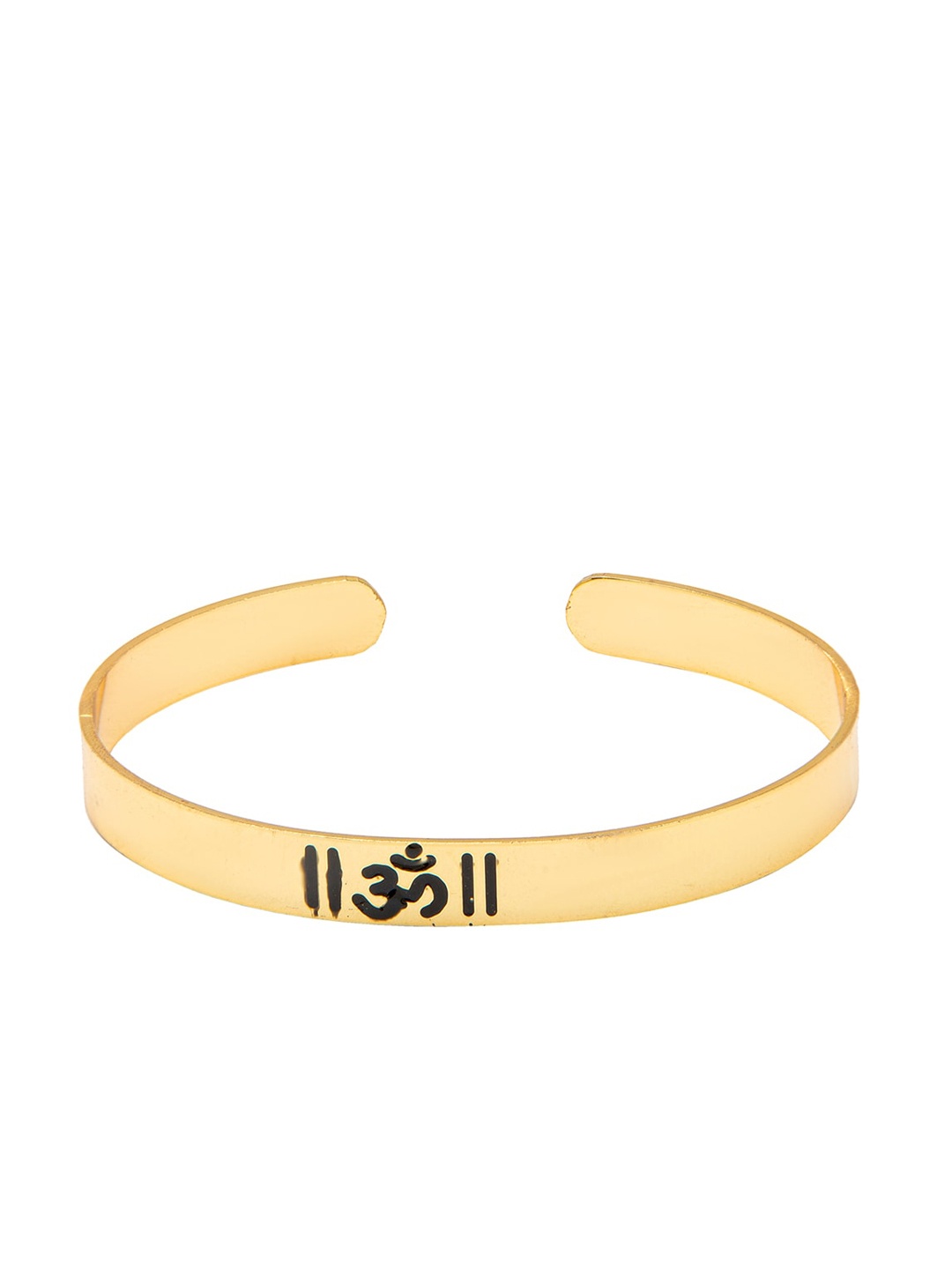 

bodha Men Gold-Toned & Black Brass Gold-Plated Om Kada Bracelet