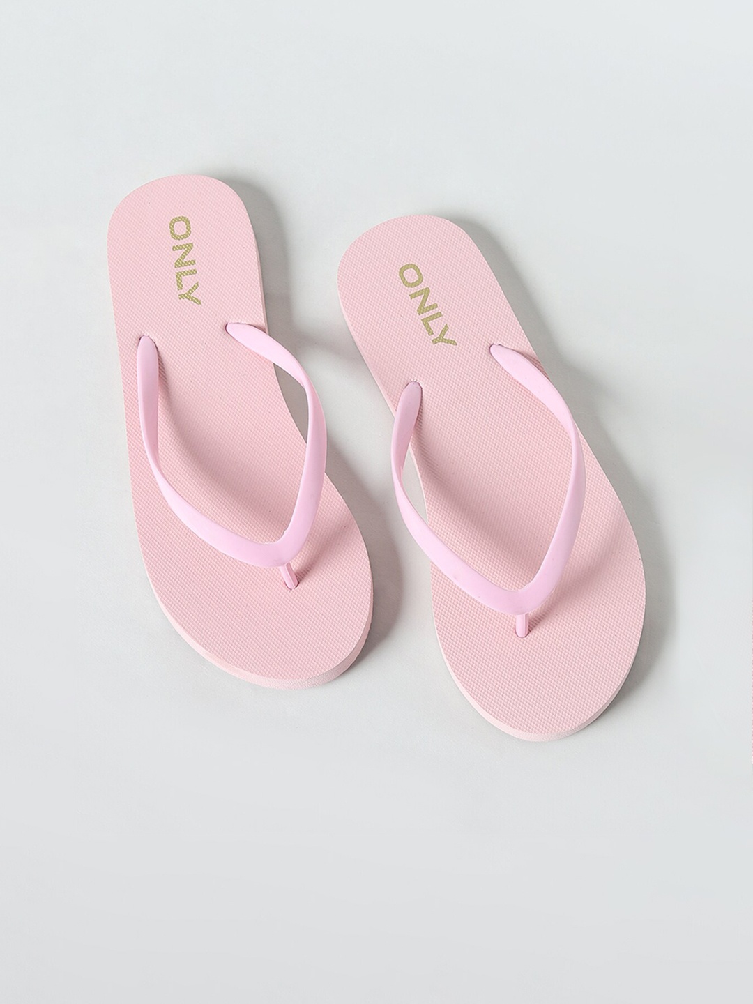 

ONLY Women Pink & Gold-Toned Printed Rubber Thong Flip-Flops