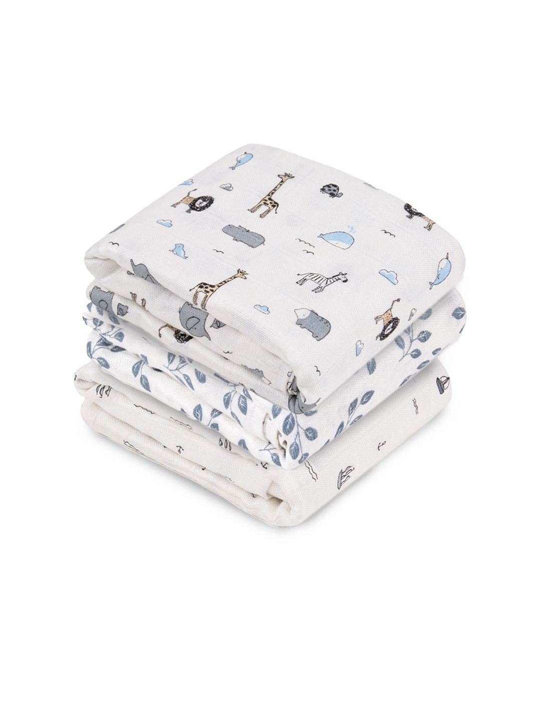 

MUSH Kids Pack of 3 Printed Ultra Soft 100% Bamboo Swaddle, White