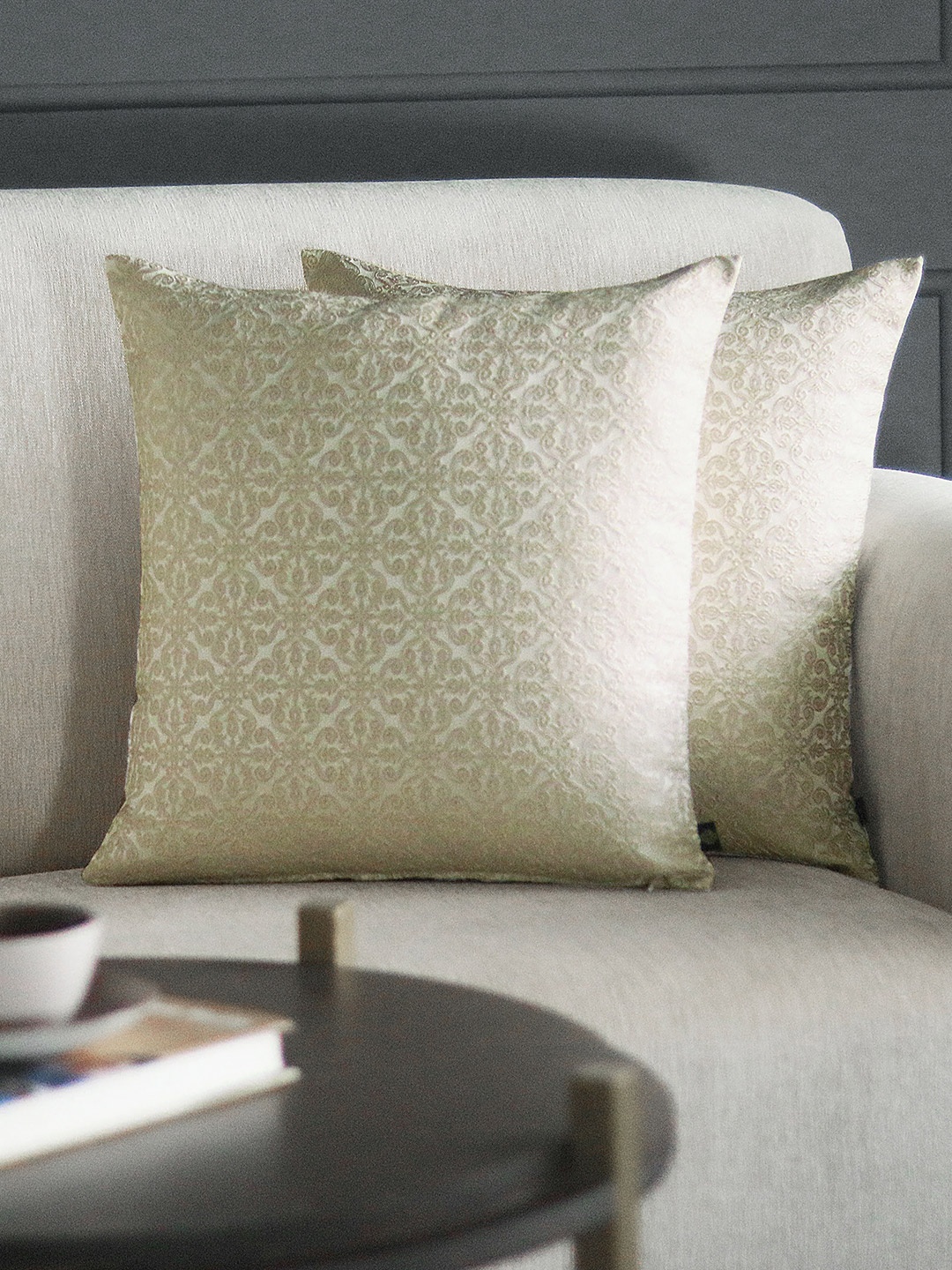 

GM Cream-Coloured Set of 2 Jacquard Square Cushion Covers