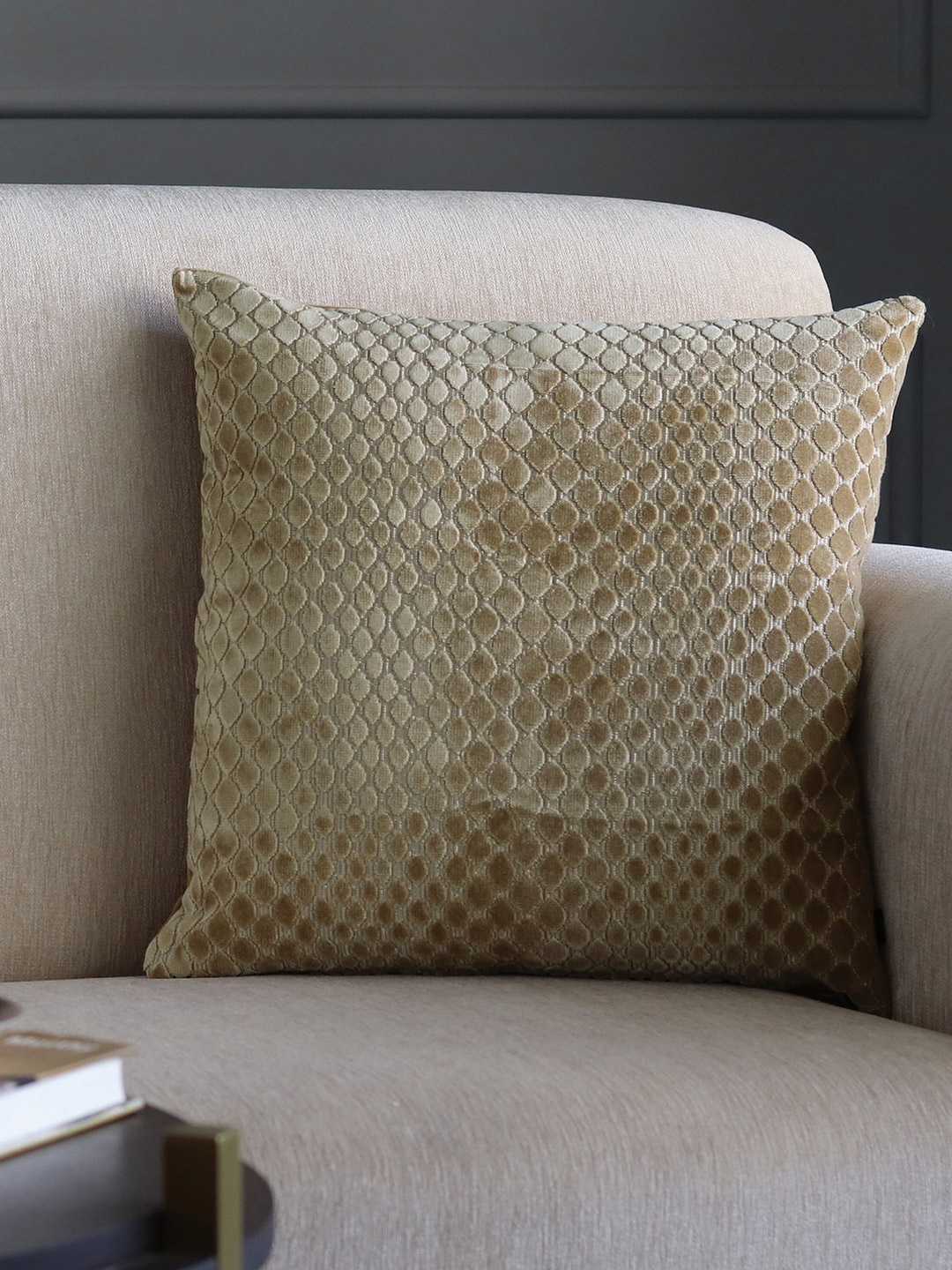 

GM Beige Geometric Velvet Square Cushion Covers