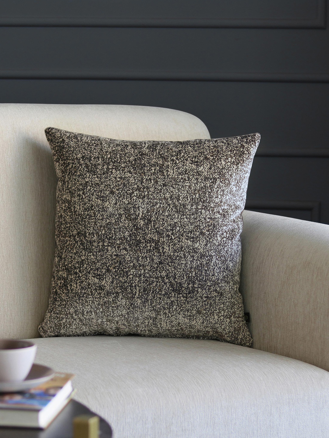 

GM Charcoal & Beige Abstract Velvet Square Cushion Covers