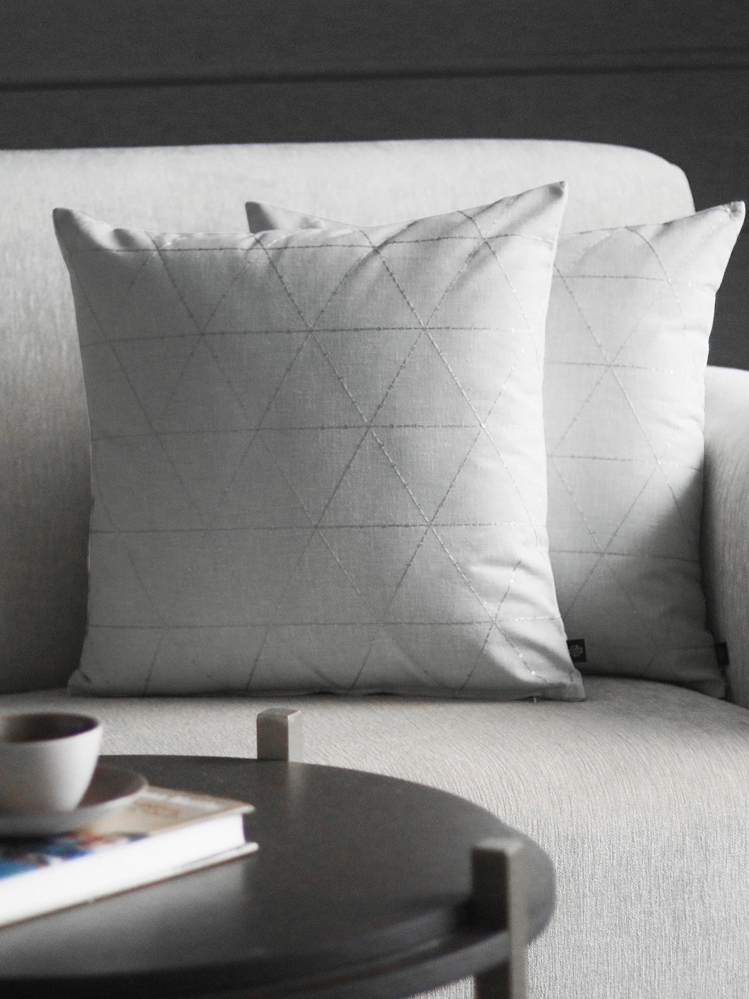 

GM Silver-Toned Set of 2 Embellished Square Cushion Covers