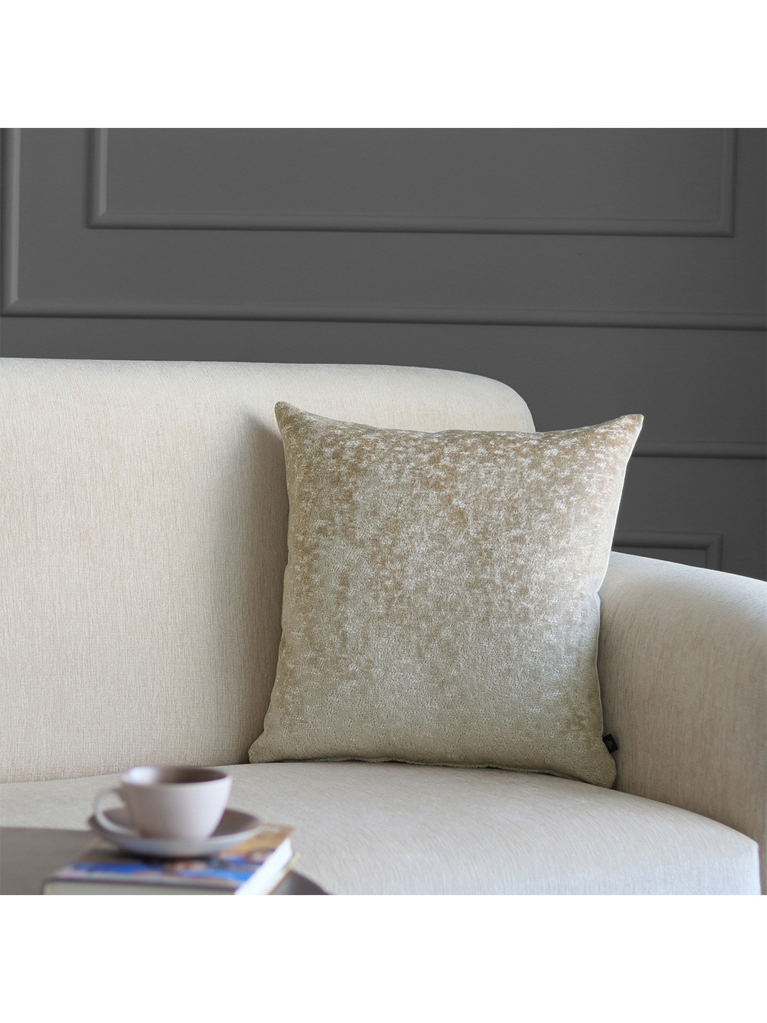 

GM Beige & White Abstract Velvet Square Cushion Covers