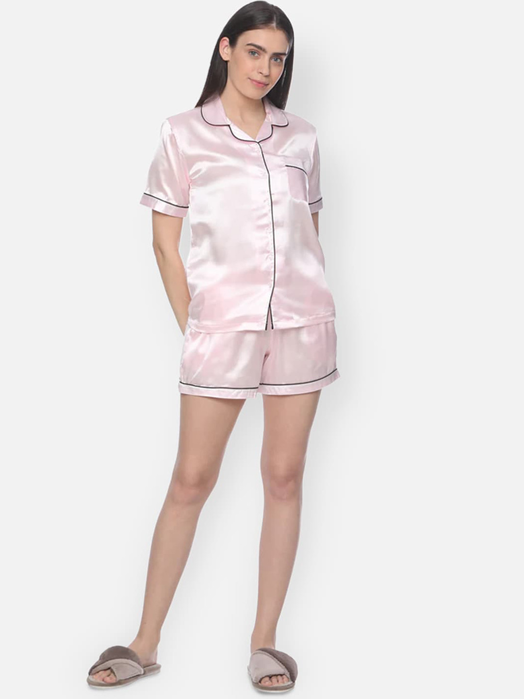 

Ashtag Women Pink & Black Night suit