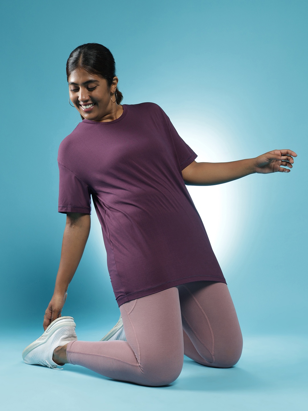 Blissclub Women Oversized Breezy Boyfriend T-Shirt, Purple