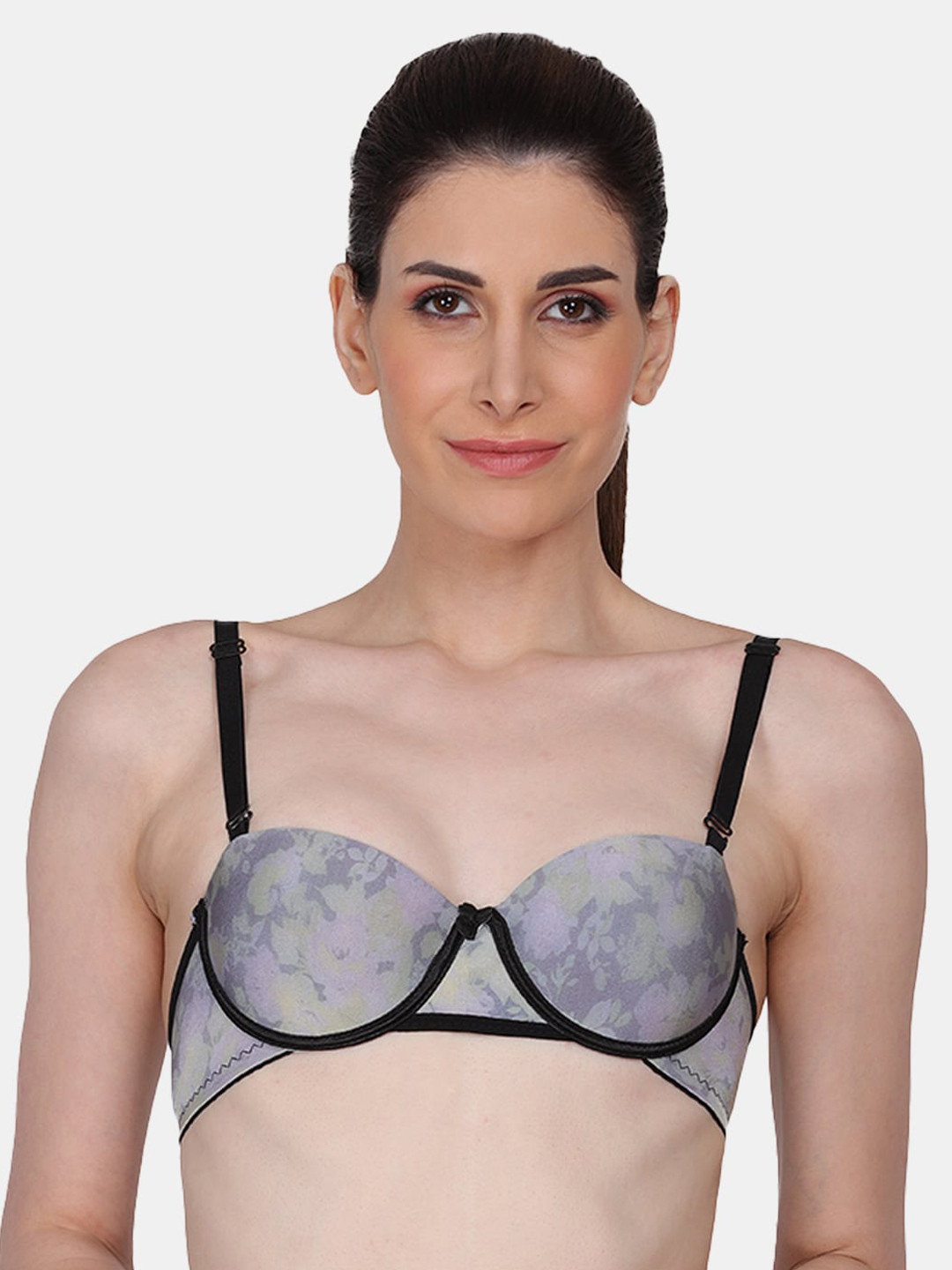 

Amour Secret Grey & Black Bra Underwired Lightly Padded