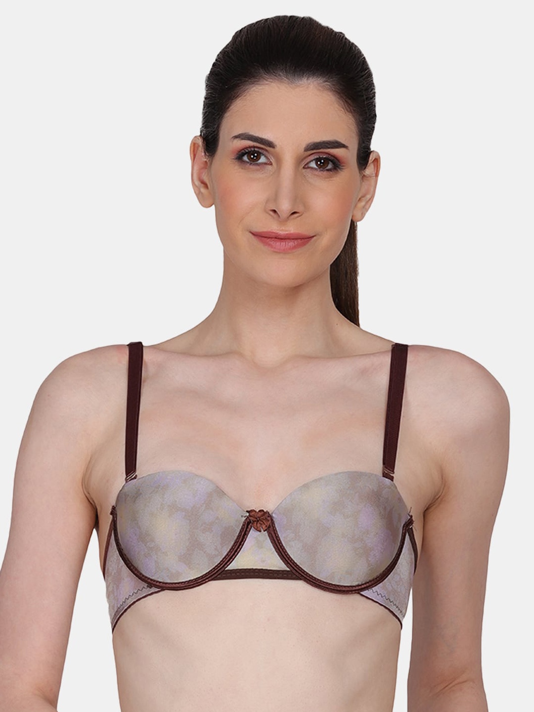 

Amour Secret Brown & Grey Bra Underwired Lightly Padded