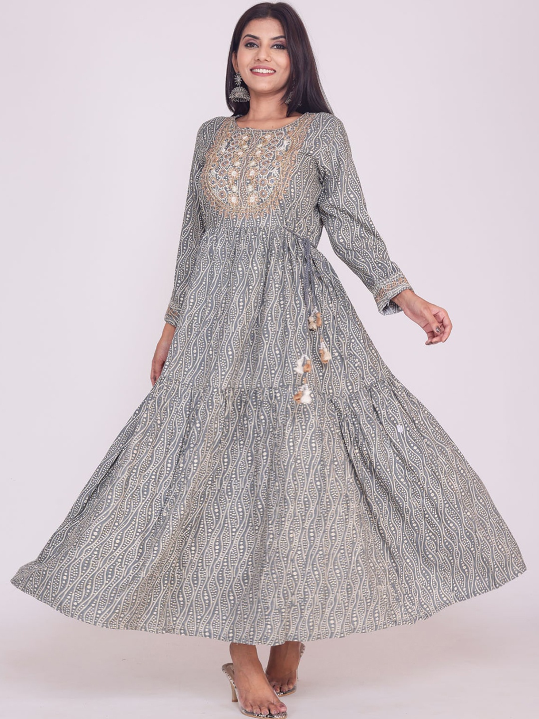 

FASHION DWAR Women Grey Ethnic Maxi Dress