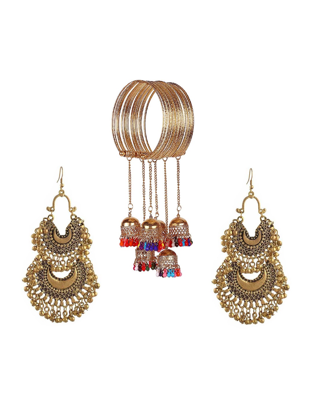 

Vembley Blue & Pink Gold-Plated Earring and Bracelet Set
