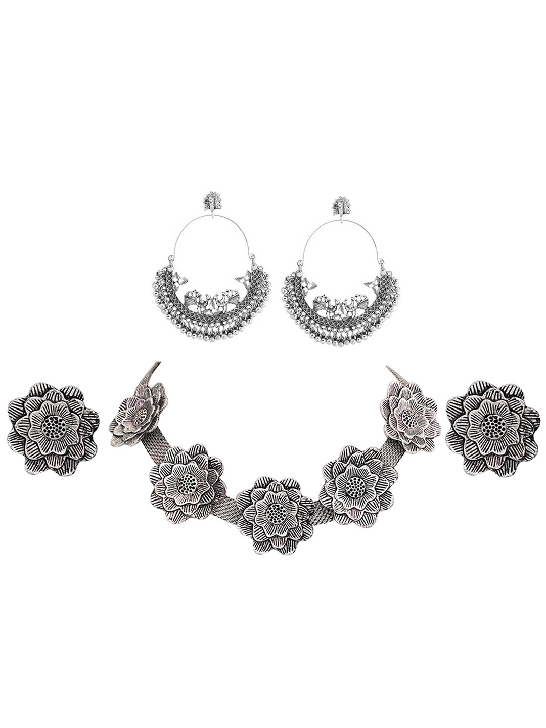 

Vembley Silver-Toned & Plated Mirror Beaded Jewellery Set