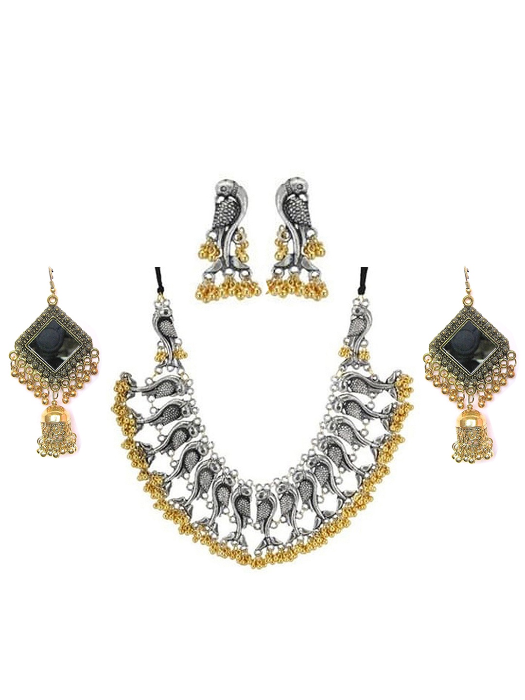 

Vembley Women Silver Plated Gold-Toned Beaded Jewellery Set