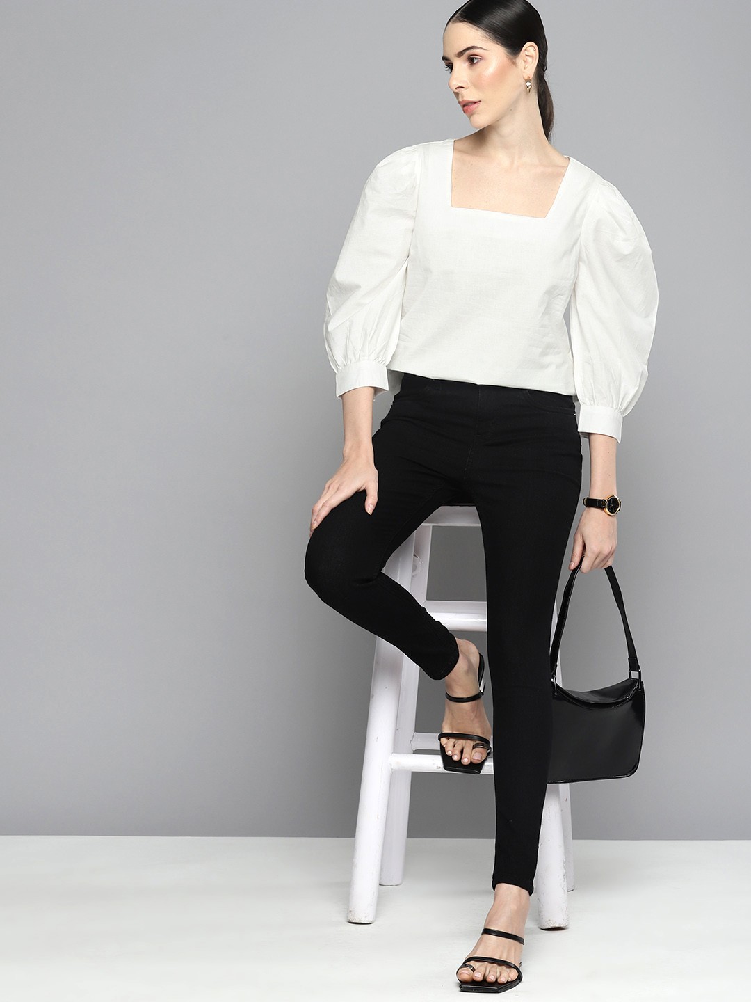 

Chemistry Pure Cotton Square Neck Top, White