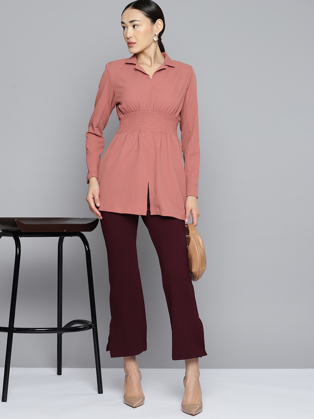 

Chemistry Cinched Waist Longline Top, Rose