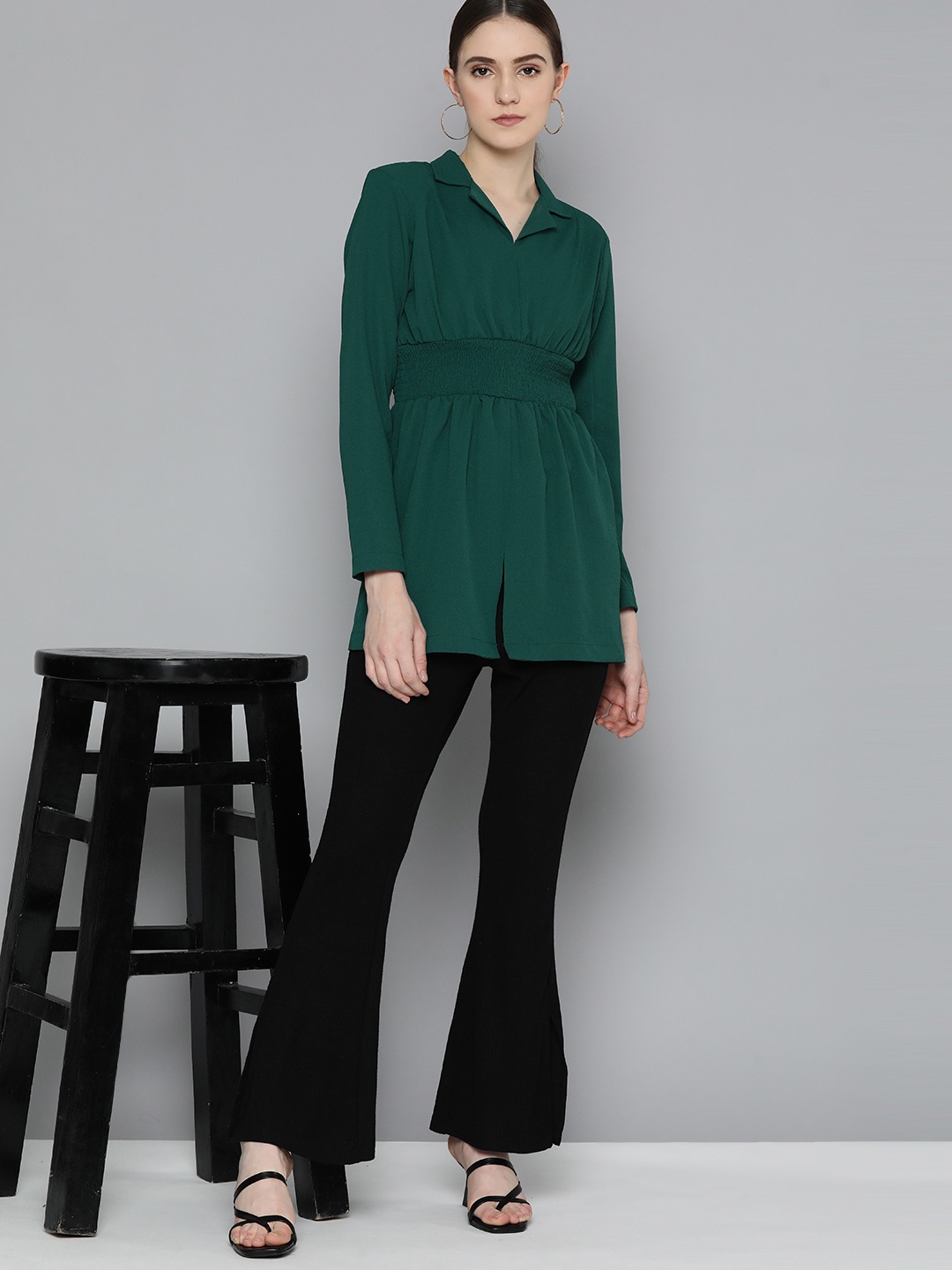 

Chemistry Cinched Waist Longline Top, Green