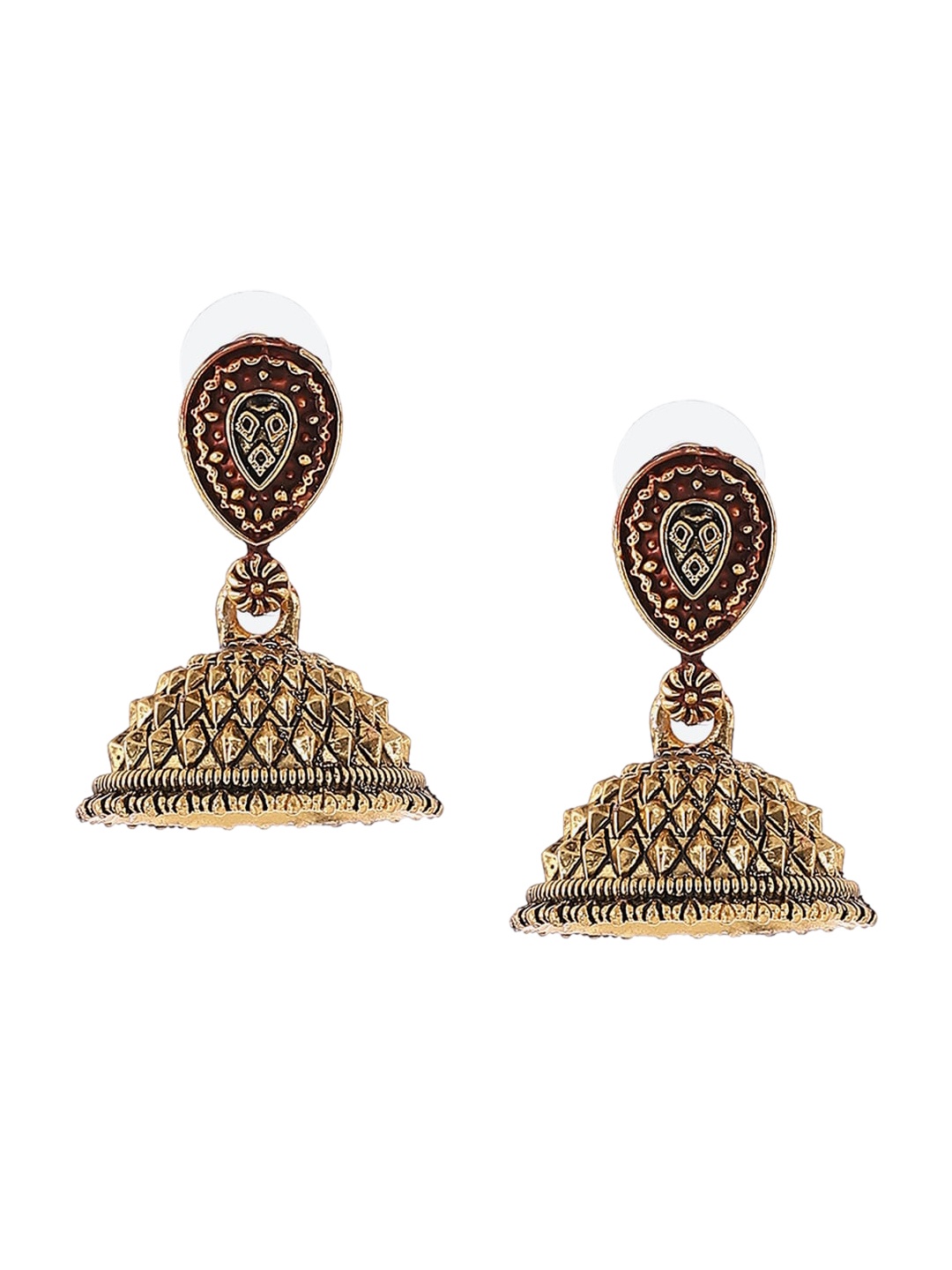 

Rangriti Gold-Toned Dome Shaped Jhumkas Earrings