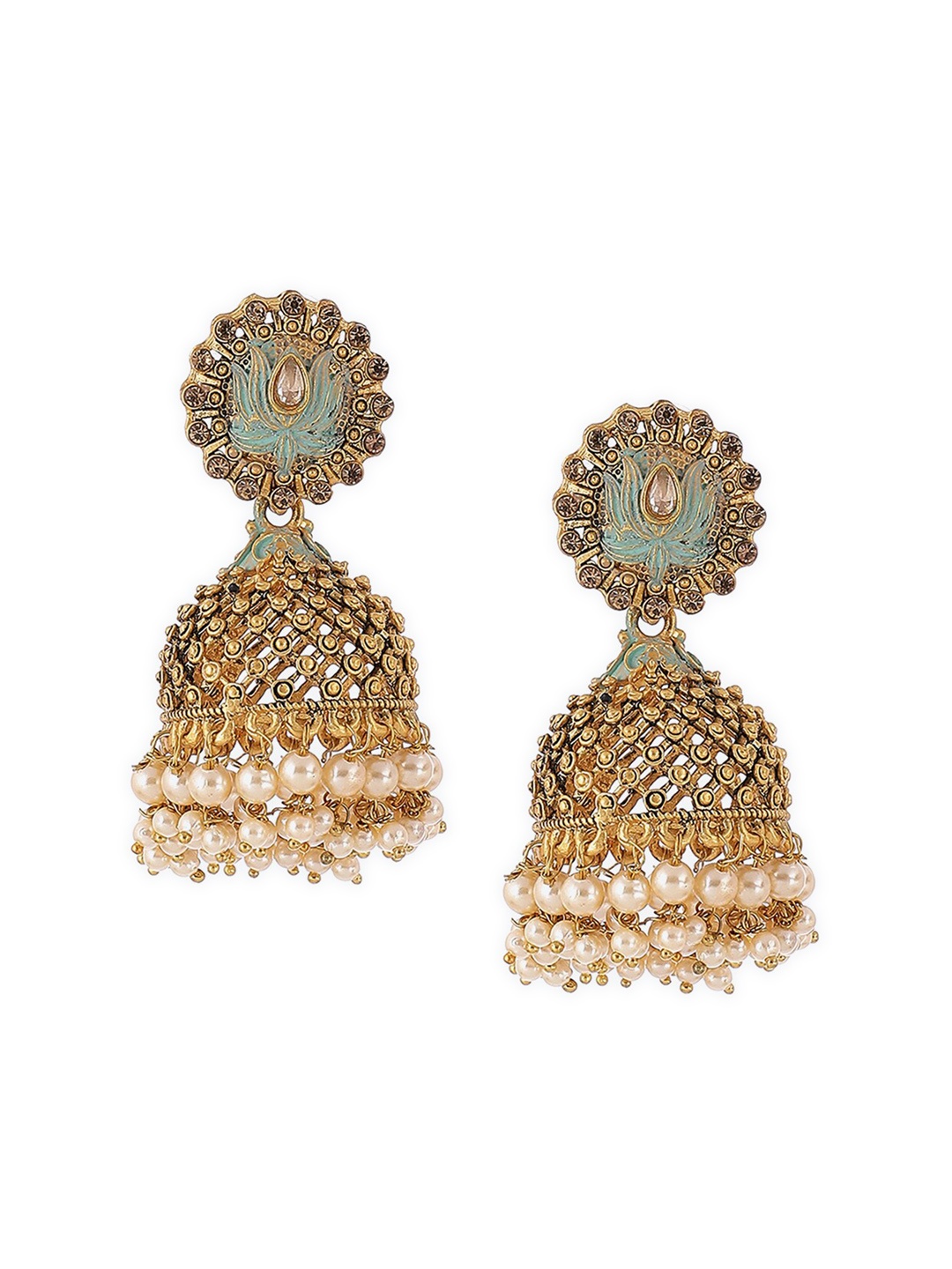 

Rangriti Gold-Toned Contemporary Jhumkas Earrings