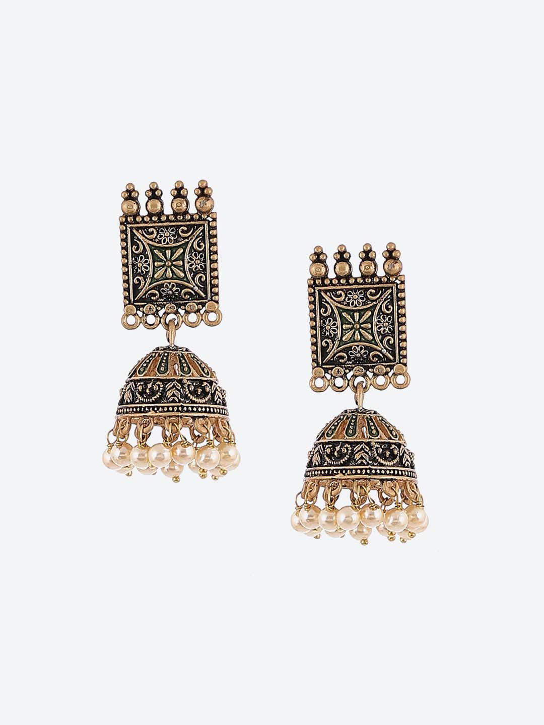 

Rangriti Gold-Toned Dome Shaped Jhumkas Earrings