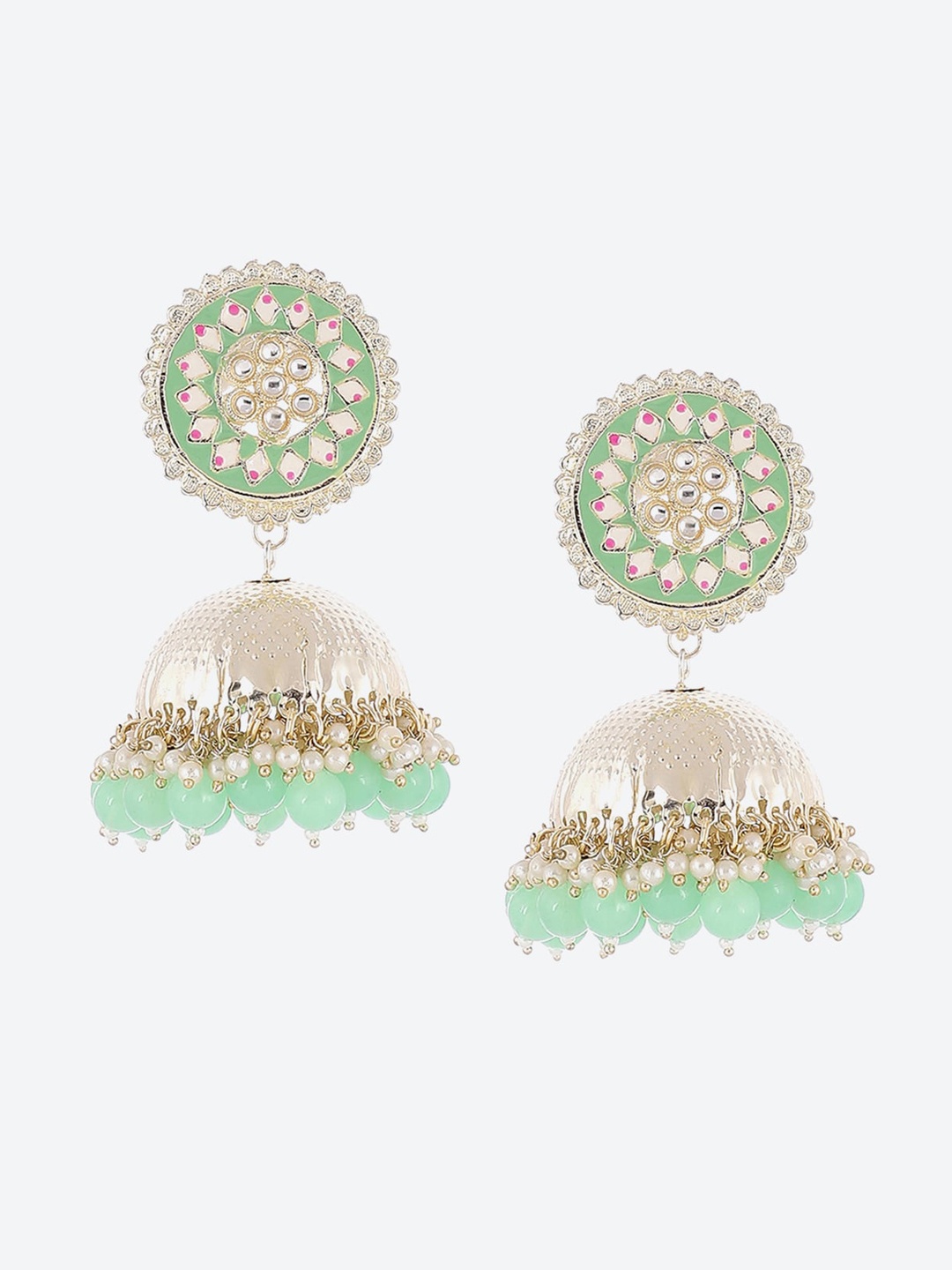 

Rangriti Green Contemporary Jhumkas Earrings