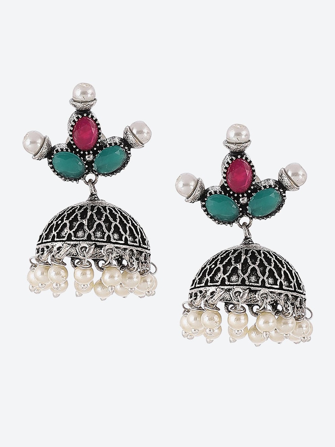 

Rangriti Green Contemporary Jhumkas Earrings