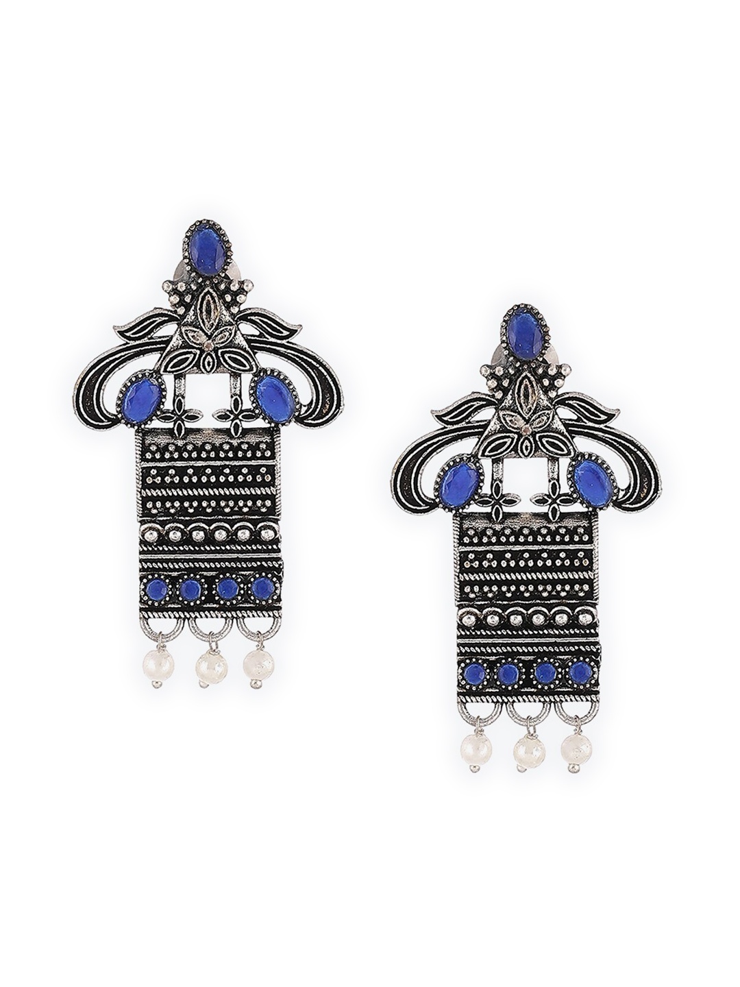 

Rangriti Women Blue Contemporary Jhumkas Earrings