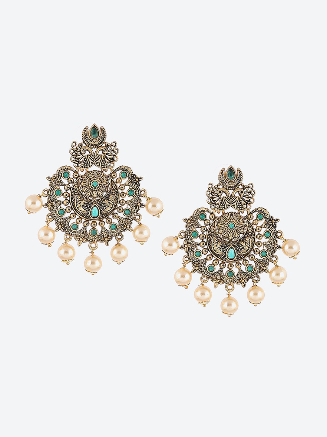 

Rangriti Green Contemporary Chandbalis Earrings